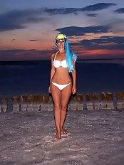 Bikini on Sunset Background