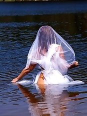 An older woman with perfect breast shape.