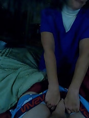 My mature whore in a red negligee andamp; with a dick in her mouth