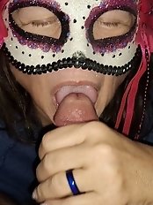 The masked elderly woman continues to work hard.