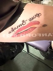 Pretty woman is opening her legs in front of the camera.