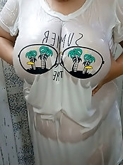 A lively older woman is displaying herself in a public setting