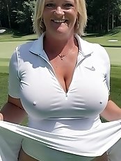 A sexy teacher with big tits played golf and had sex