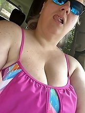 My partner displaying her breasts