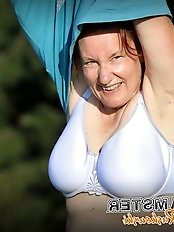 Slender older women exposing their bosoms